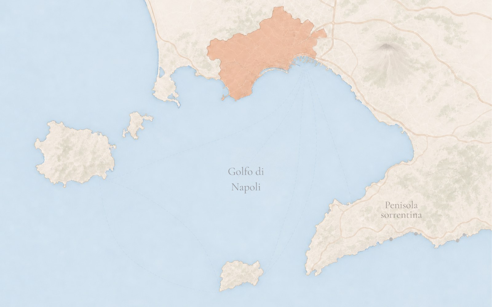 Mappa illustrata del Golfo di Napoli