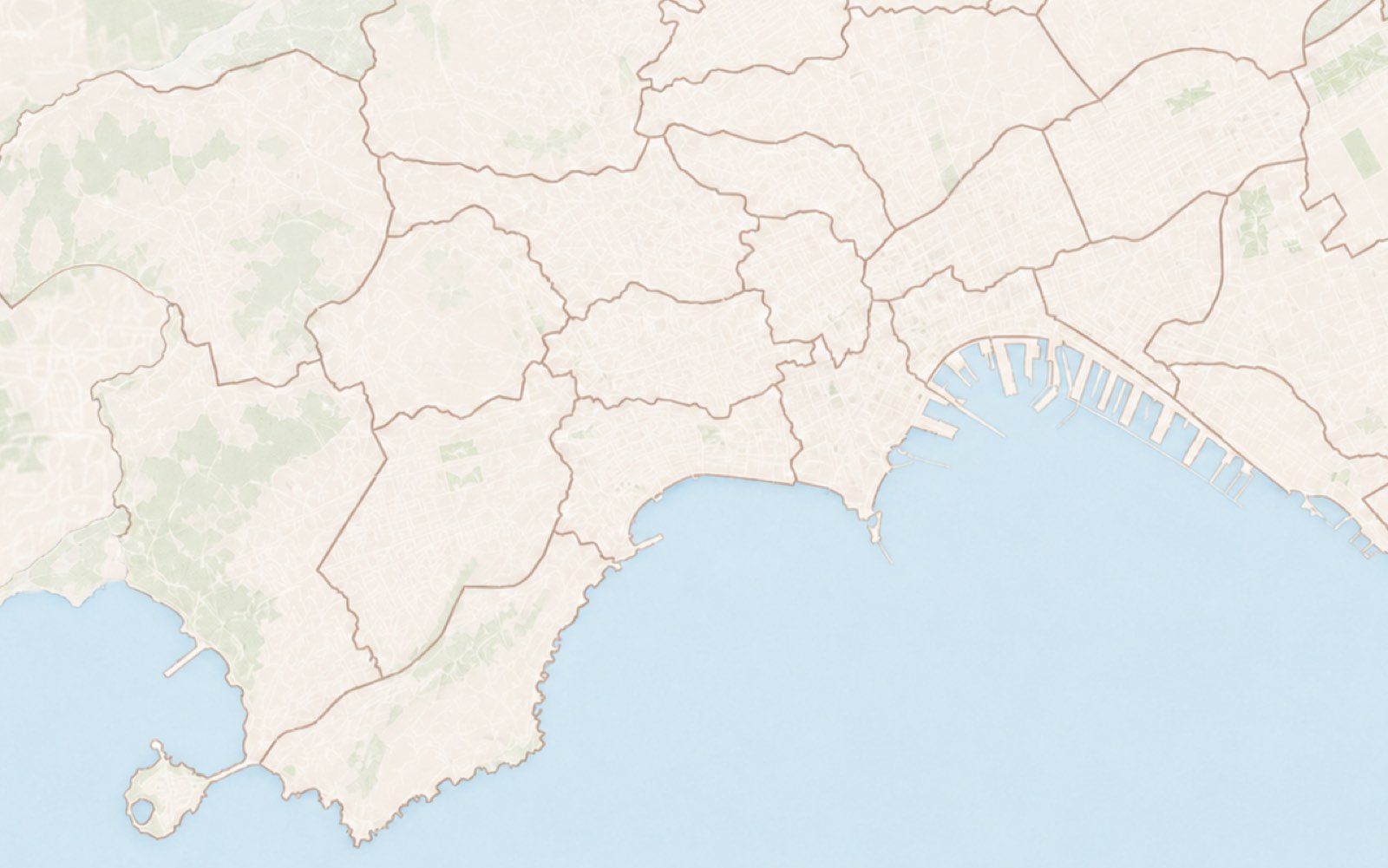 Mappa illustrata di Napoli con i sei quartieri